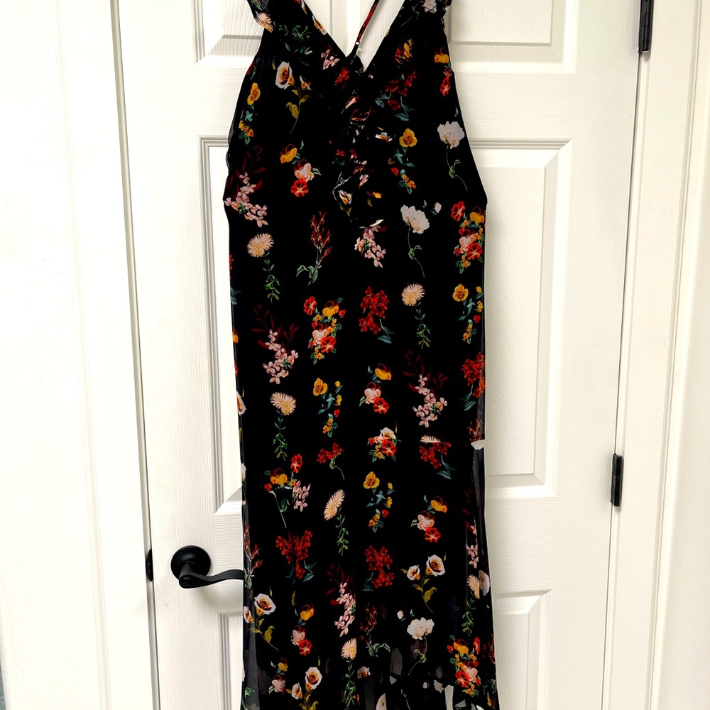 Maeve sleeveless black floral dress XL EUC